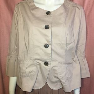 Boxy Bell Sleeve Crop Jacket Khaki Tan Beige M/L